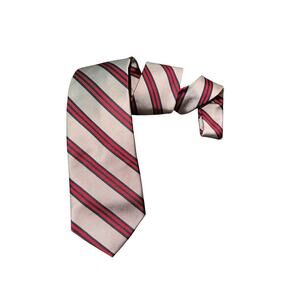Lands End Long Silk Tie Striped Classic Necktie Business Formal Multicolor